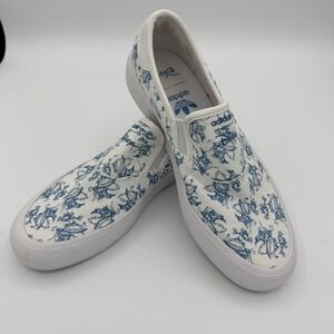 Adidas Disney Slip On Shoes Mens 6.5 Womens 8 White Blue Cartoon Sneakers